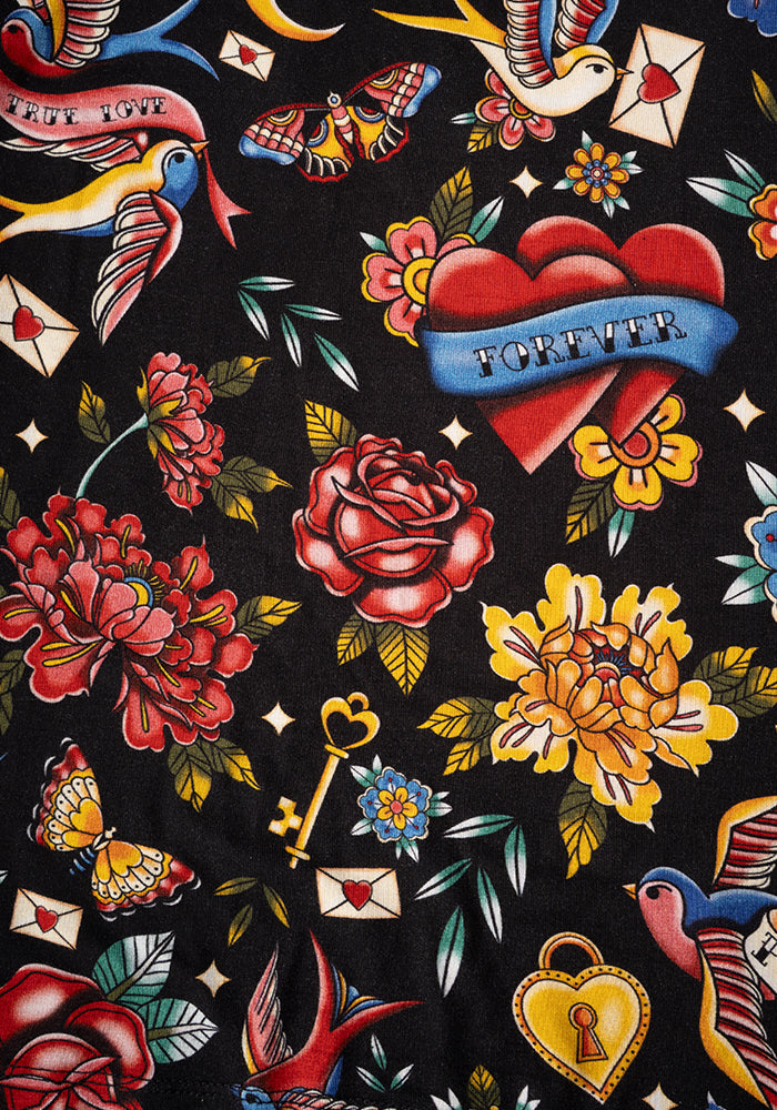 Taylen Tattoo Print Viscose Harem Pants