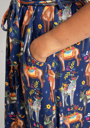 Tatum Floral Donkeys Print Midi Dress