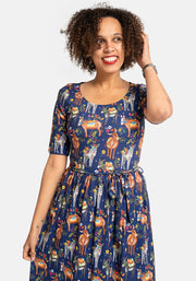 Tatum Floral Donkeys Print Midi Dress