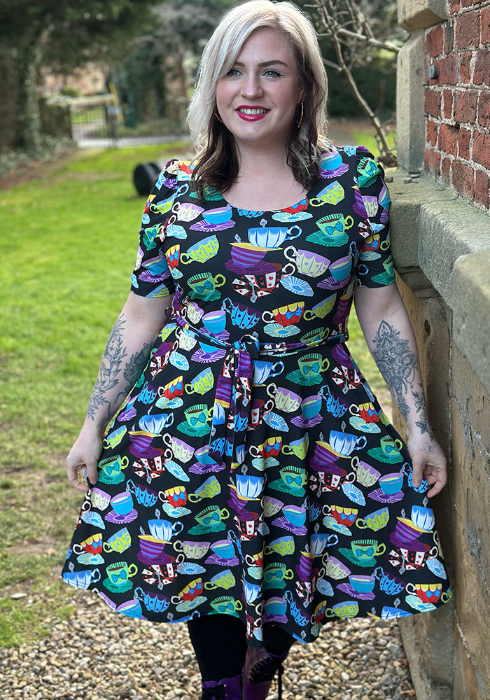 Tenth angle of Tay Tea Cup Stack Print Dress, our jersey is a smooth, stretchy fabric known for its comfort and ease.