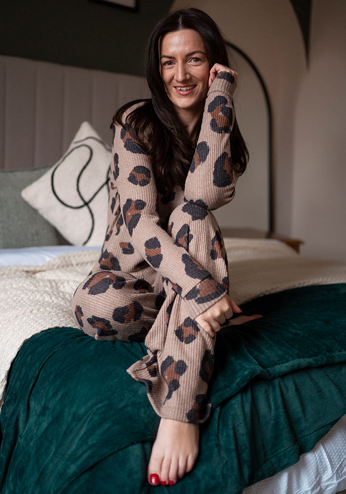 Ninth angle of Taylee Animal Brushed Rib Loungewear Set