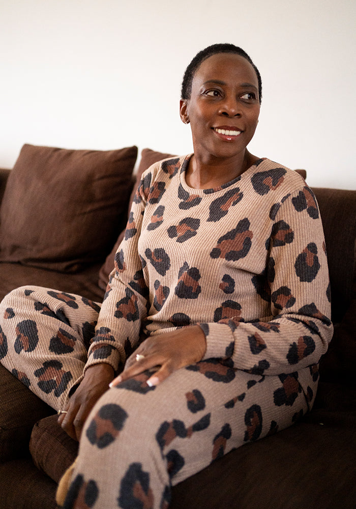 Seventh angle of Taylee Animal Brushed Rib Loungewear Set