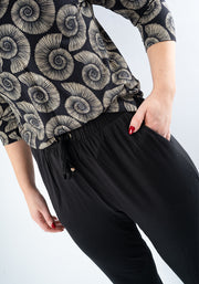 Taylen Black Viscose Harem Pants