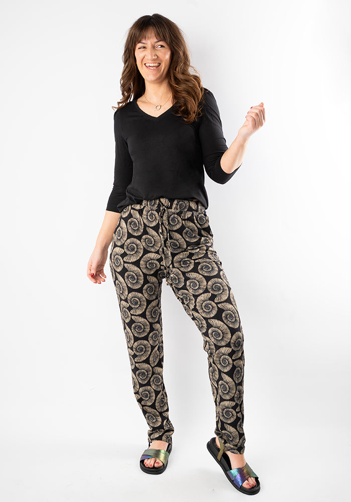 Taylen Fossil Print Viscose Harem Pants