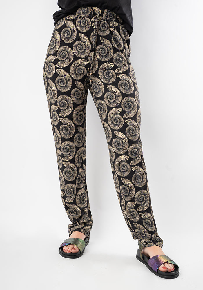 Taylen Fossil Print Viscose Harem Pants