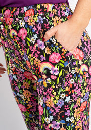 Taylen Garden Rainbow Print Viscose Harem Pants