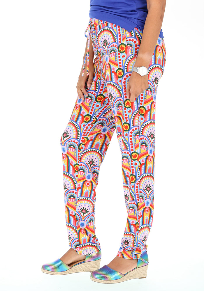 Fourth angle of Taylen Handpainted Deco Print Harem Pants