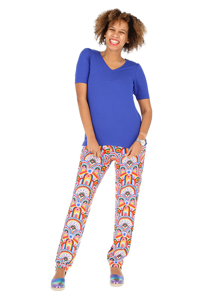 Second angle of Taylen Handpainted Deco Print Harem Pants