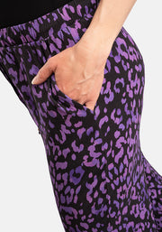 Taylen Purple Animal Print Viscose Harem Pants