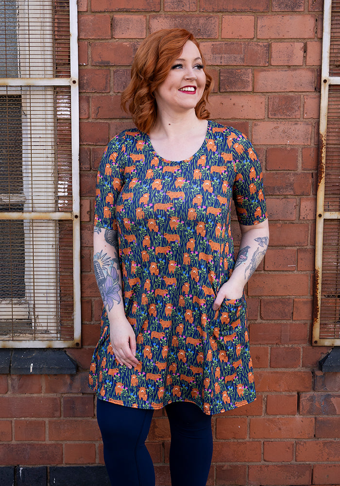 Taylor Highland Cow Print Tunic