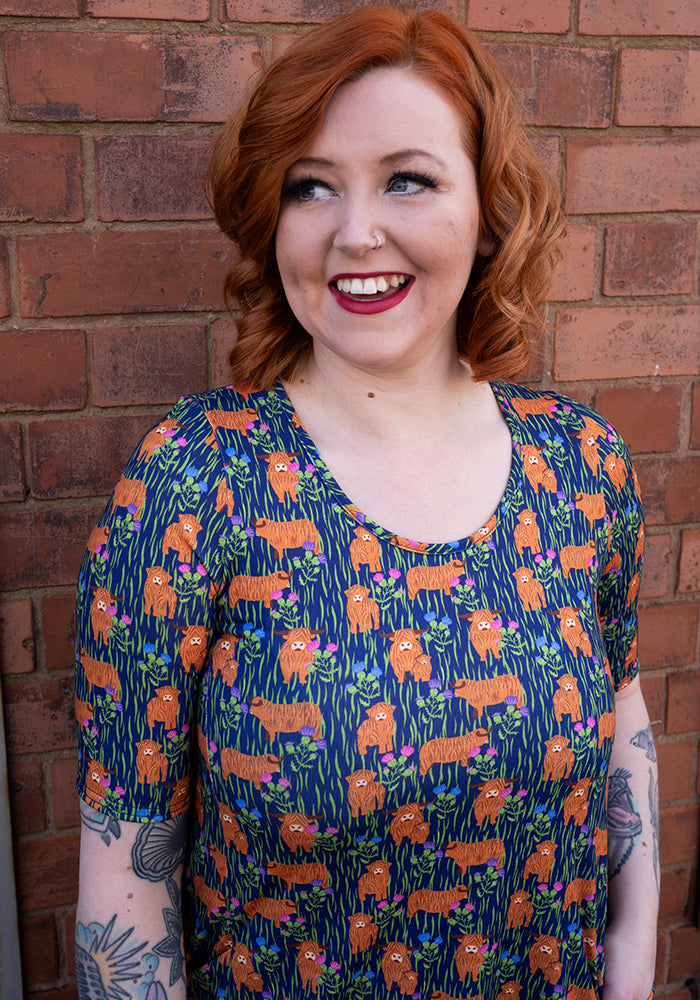 Fifth angle of Taylor Highland Cow Print Jersey Tunic