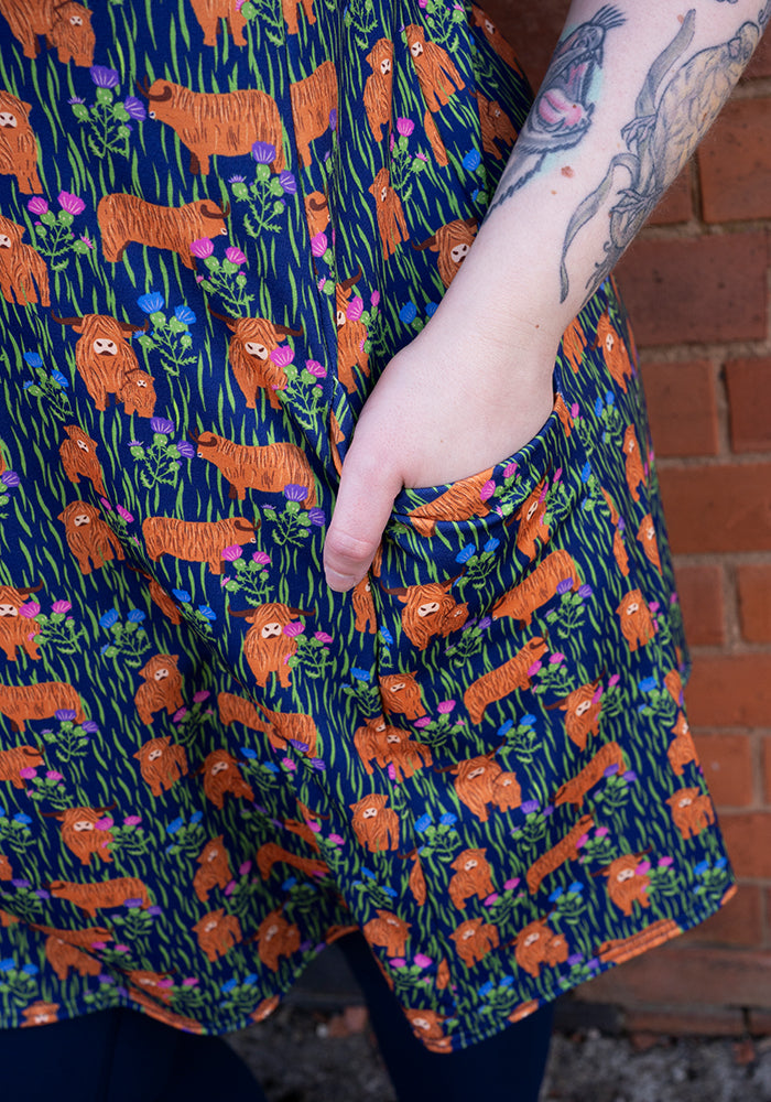 Third angle of Taylor Highland Cow Print Jersey Tunic