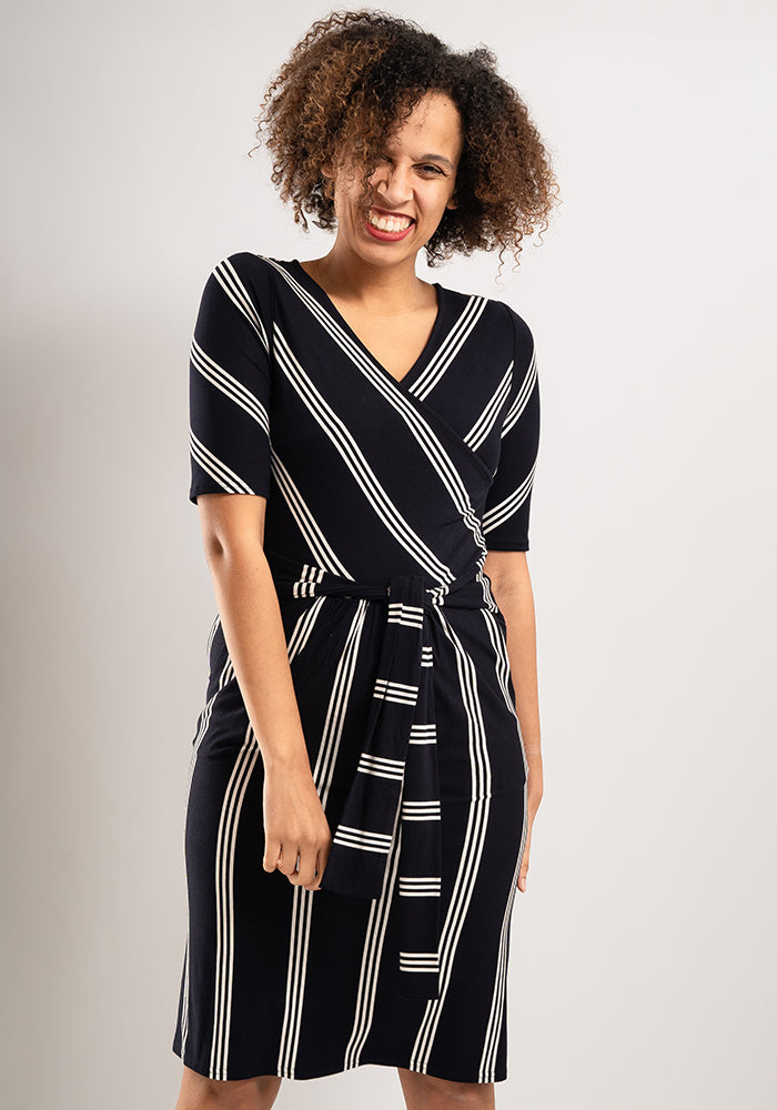 Taz Navy Stripe Viscose Dress