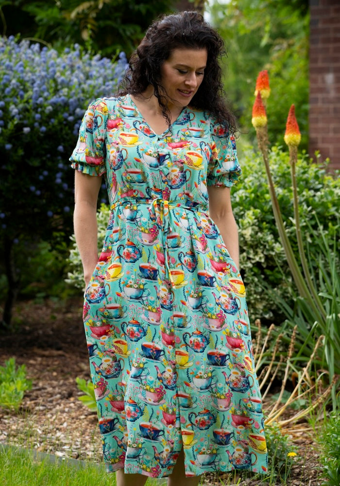 Tamsyn Teacups Print Midi Dress