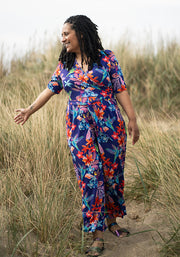 Teagan-Rae Hummingbird Floral Print Culotte Leg Jumpsuit