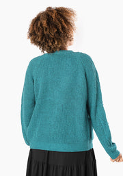 Light Teal Cable Sleeve Cardigan