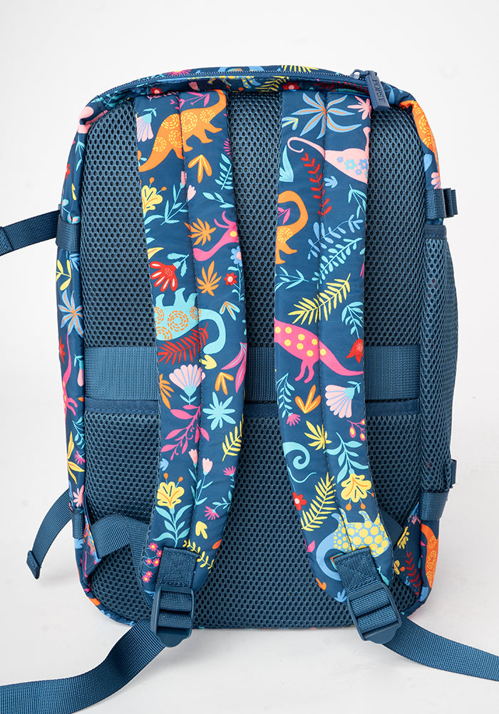 Teal Dinosaur Print Cabin Bag