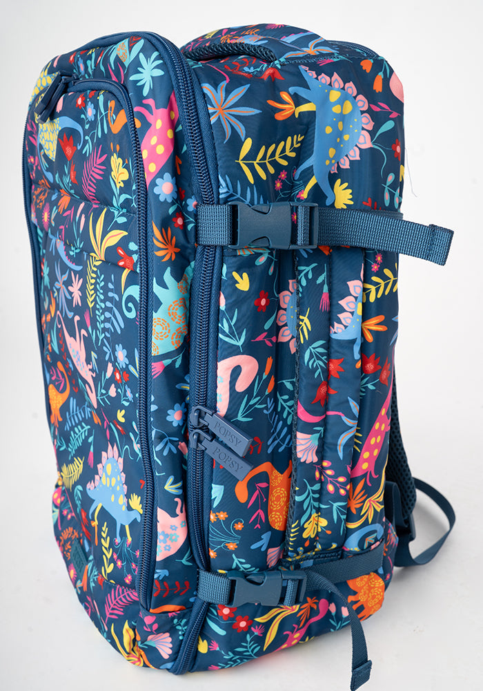 Teal Dinosaur Print Cabin Bag