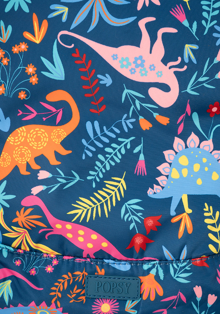 Teal Dinosaur Print Cabin Bag