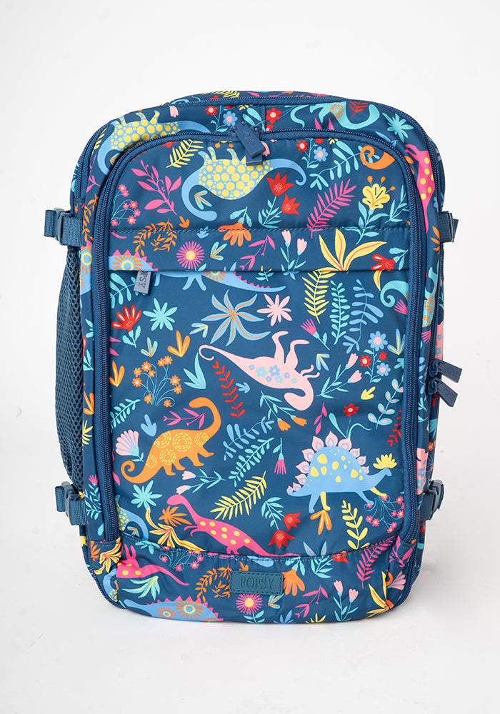 Teal Dinosaur Print Cabin Bag