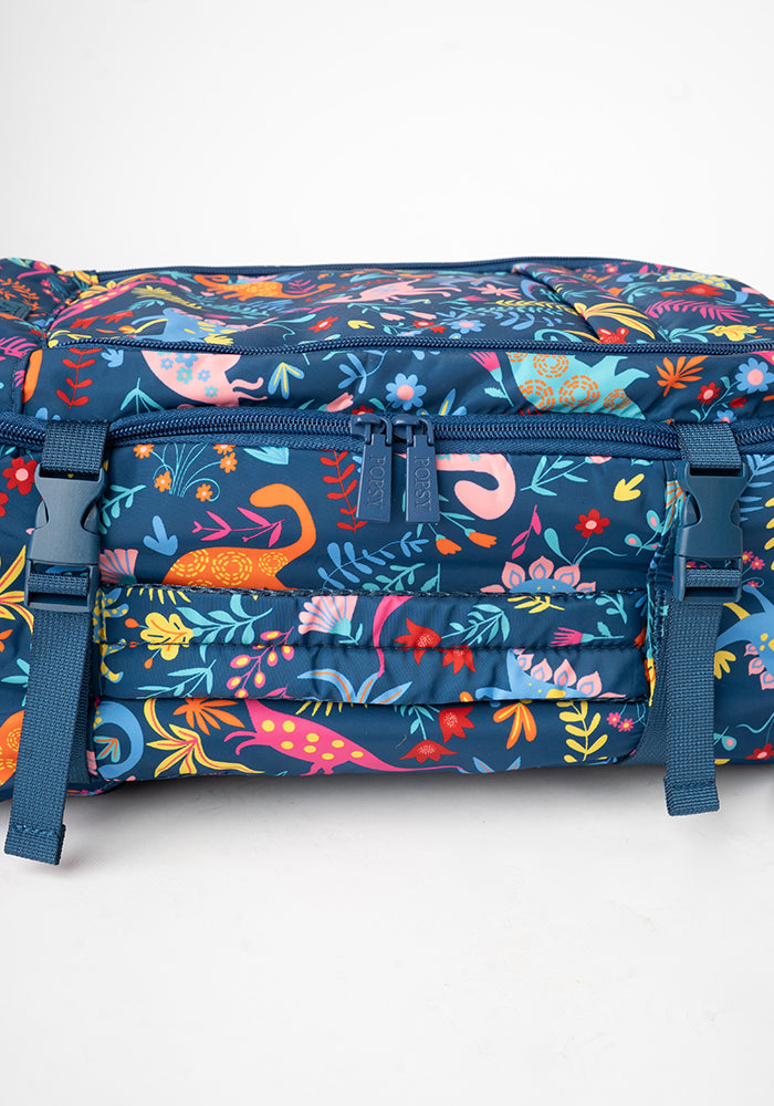 Teal Dinosaur Print Cabin Bag