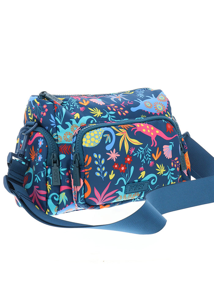 Teal Dinosaur Cross Body Bag