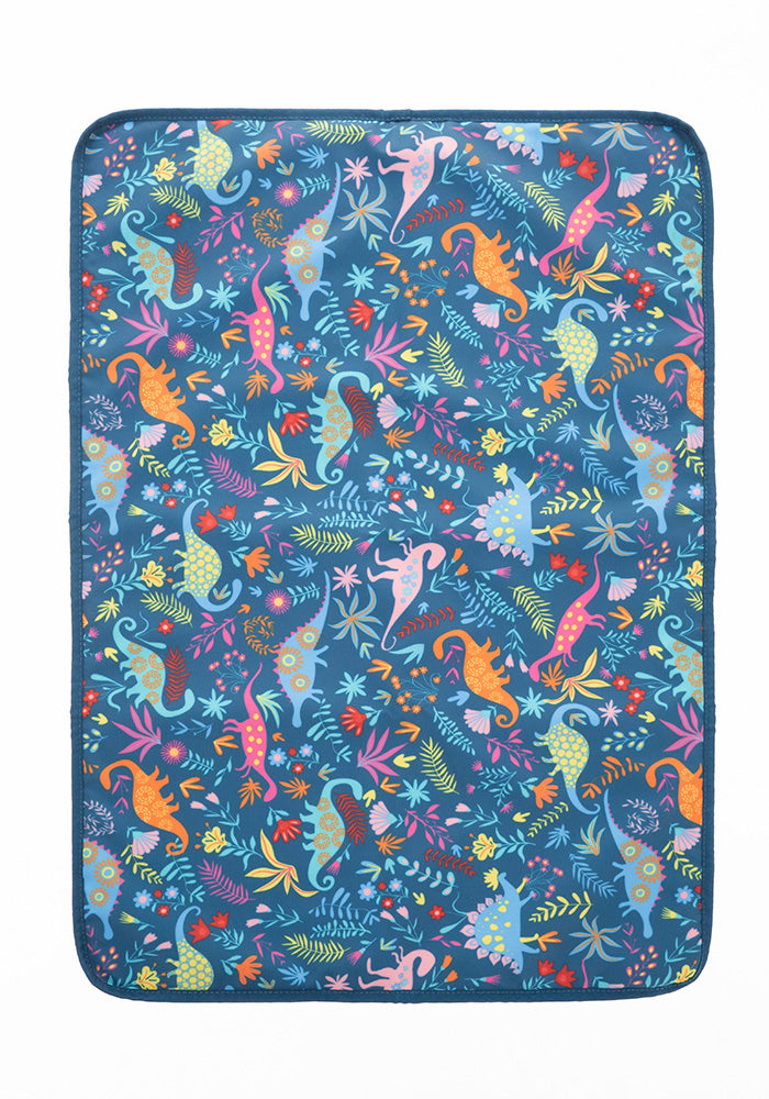 Third angle of Teal Dinosaur Maternity Bag