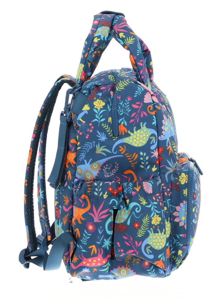 Second angle of Teal Dinosaur Maternity Bag
