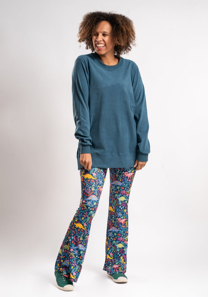 Front view of Teal Longline Popsy Sweatshirt