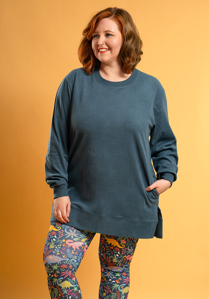 Fifth angle of Teal Longline Popsy Sweatshirt