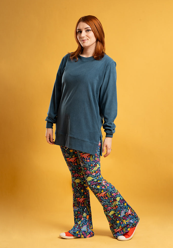 Sixth angle of Teal Longline Popsy Sweatshirt