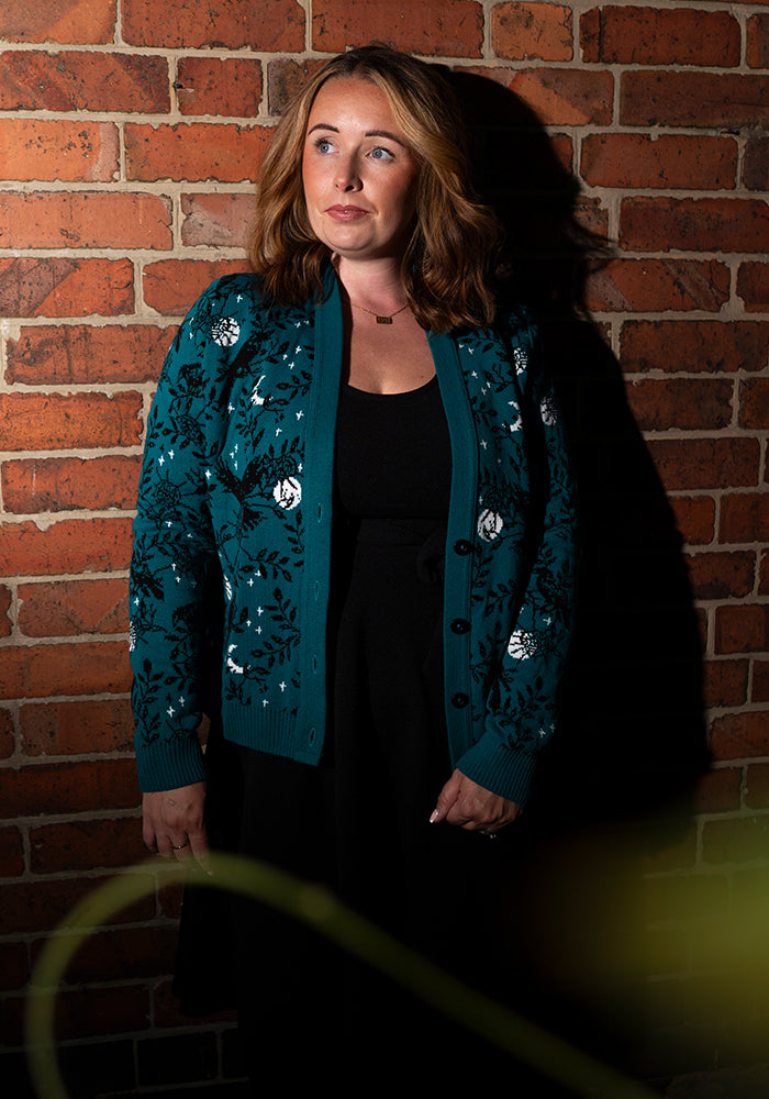 Teal Raven Knit Cardigan