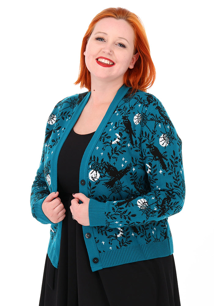 Teal Raven Knit Cardigan