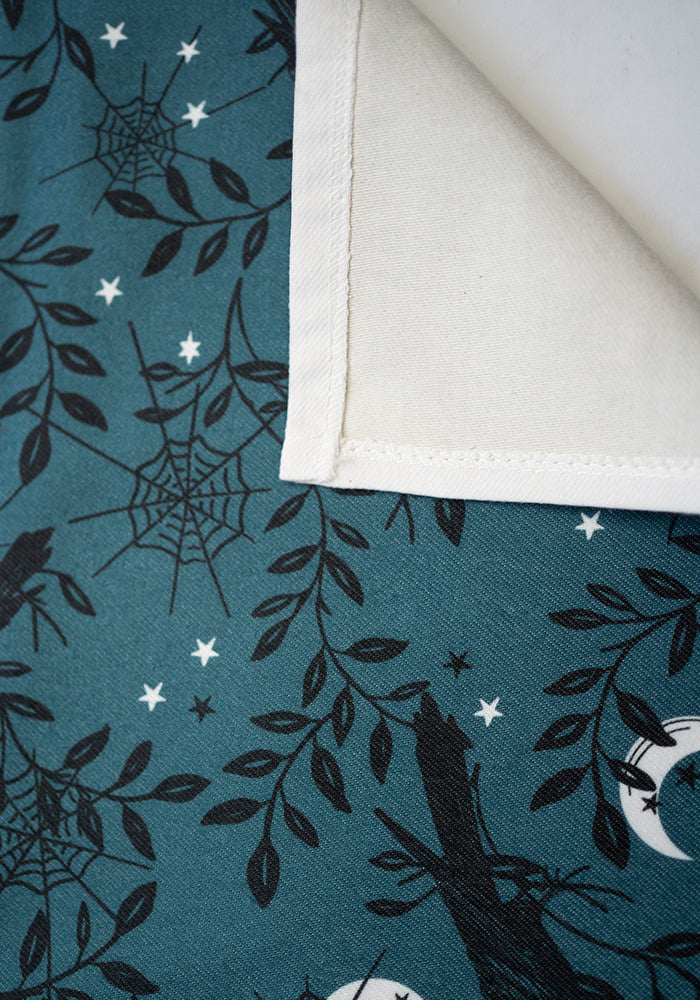 Teal Ravens Print Tea Towel