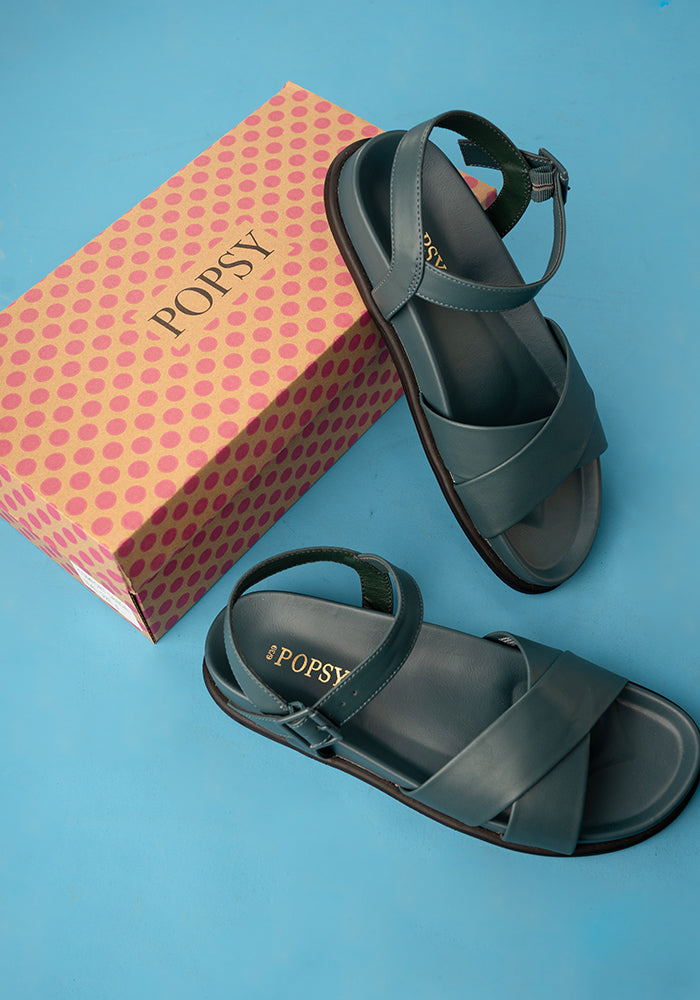 Seventh angle of Vibrant Teal Comfort Sandals, vibrant Teal Comfort Sandals Easy, comfortable and made for everyday wear.