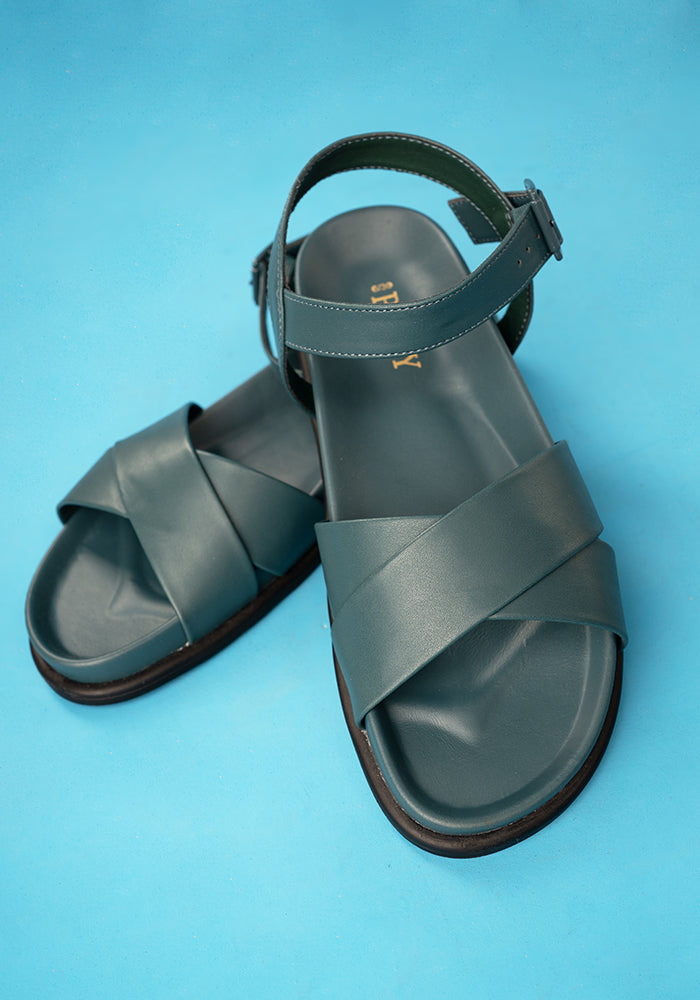 Fourth angle of Vibrant Teal Comfort Sandals, vibrant Teal Comfort Sandals Easy, comfortable and made for everyday wear.