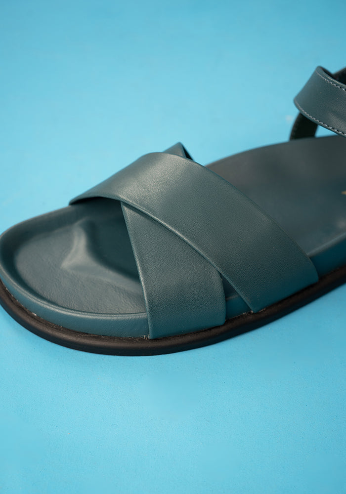 Third angle of Vibrant Teal Comfort Sandals, vibrant Teal Comfort Sandals Easy, comfortable and made for everyday wear.