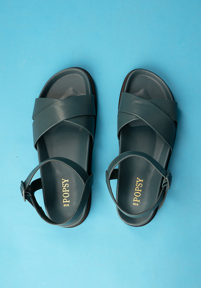 Front view of Vibrant Teal Comfort Sandals, vibrant Teal Comfort Sandals Easy, comfortable and made for everyday wear.