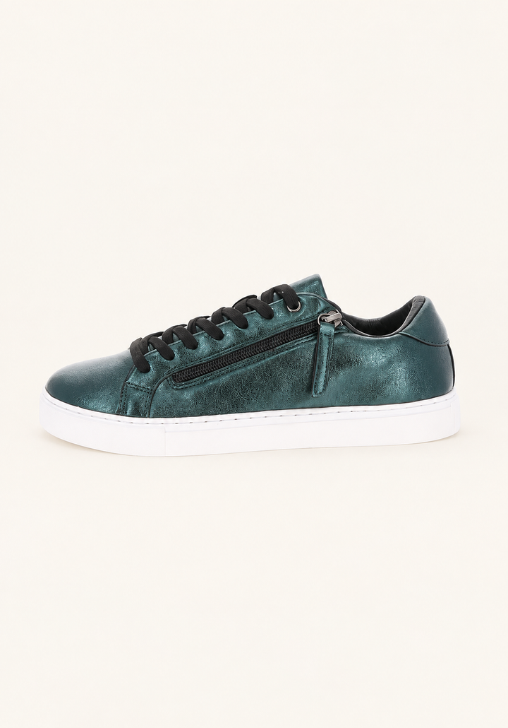 Metallic Teal Zip Trainers