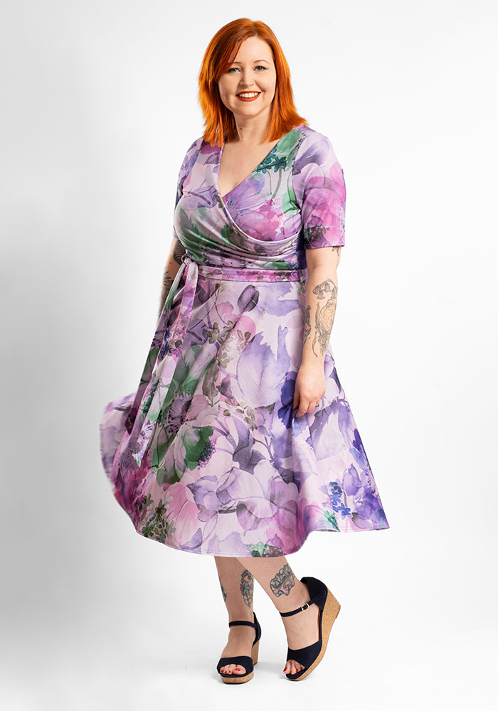 Teddi Layered Water Coloured Floral Print Swing Dress