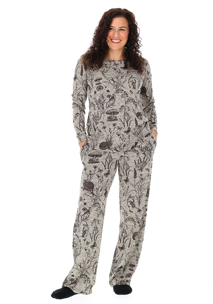 Mysie Wildlife Print Brushed Marble Loungewear Set