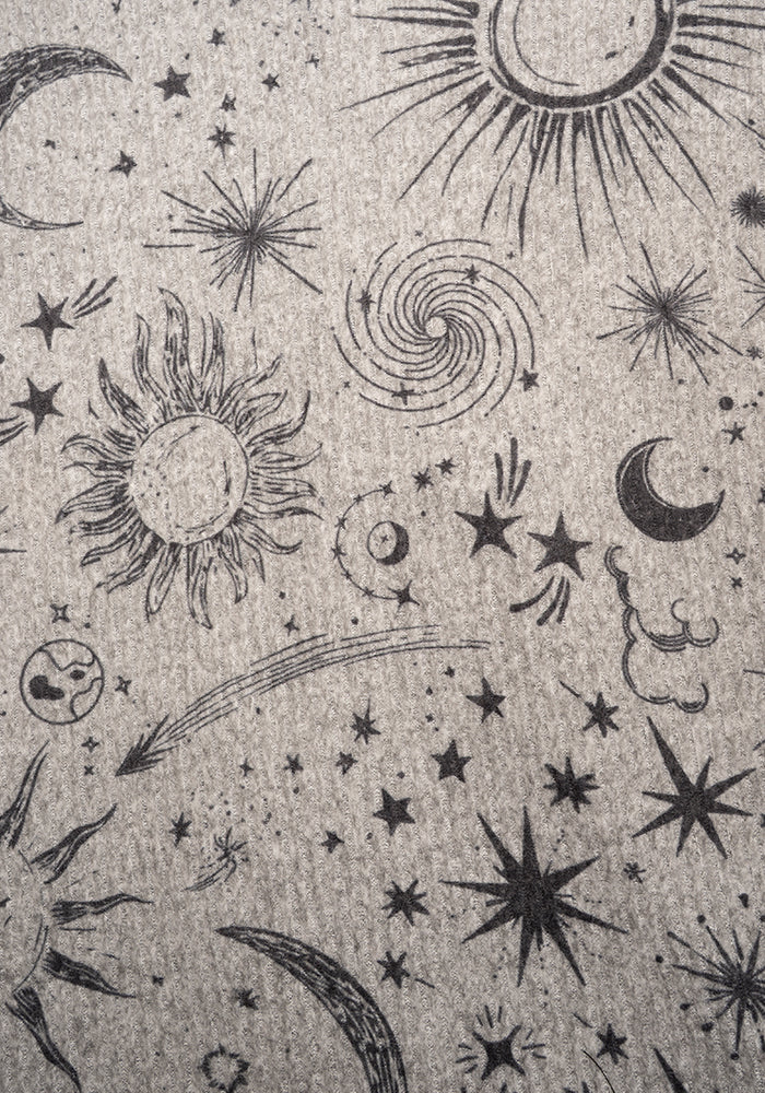 Second angle of Teri Moons Stars &amp; Sun Print Loungewear Set