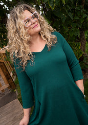 Tesni Bottle Green Trapeze Dress