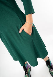 Tesni Bottle Green Trapeze Dress
