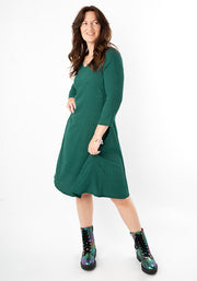 Tesni Bottle Green Trapeze Dress