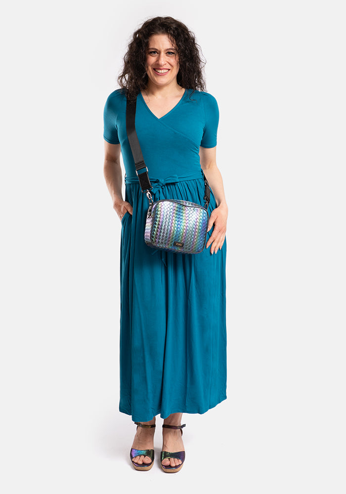 Fifth angle of Tess Teal Viscose Midaxi Dress
