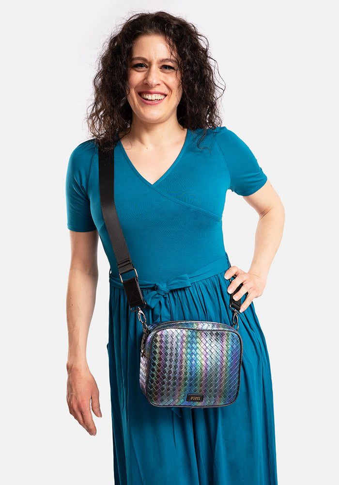 Fourth angle of Tess Teal Viscose Midaxi Dress