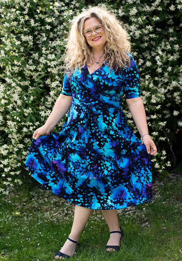 Eleventh angle of Tessabelle Abstract Butterfly Wings Print Cotton Swing Dress