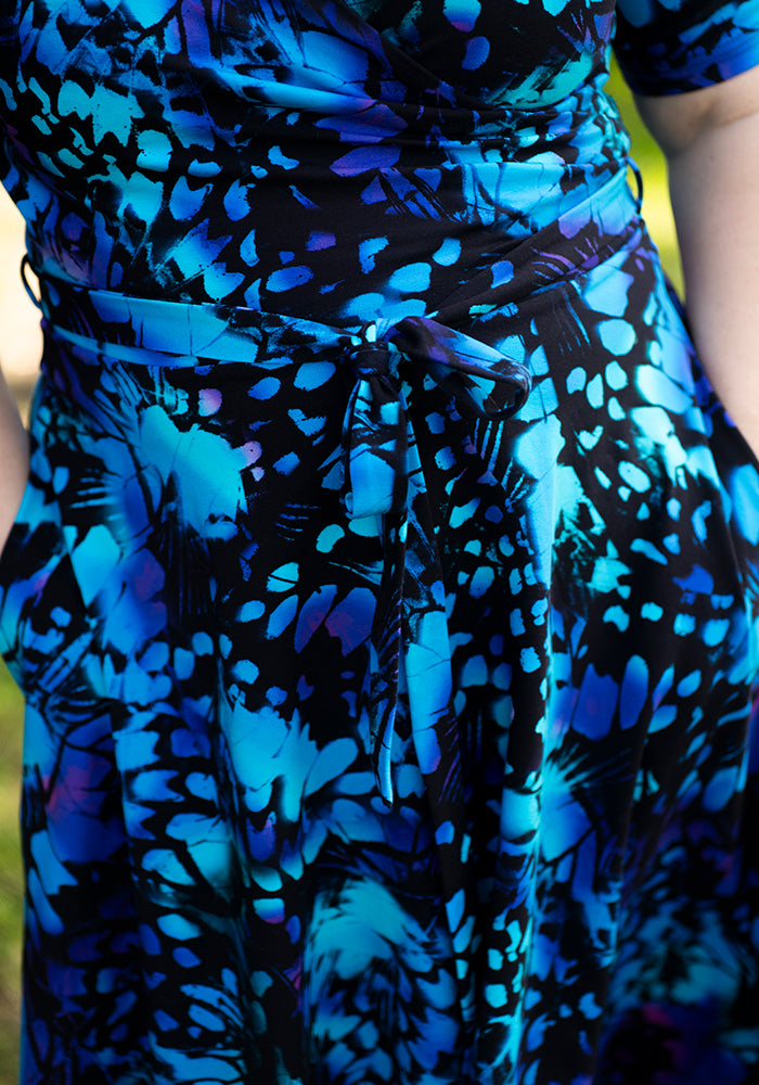 Seventh angle of Tessabelle Abstract Butterfly Wings Print Cotton Swing Dress