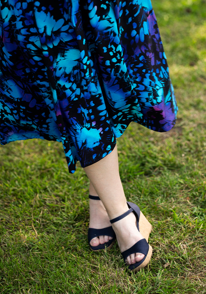 Fourth angle of Tessabelle Abstract Butterfly Wings Print Cotton Swing Dress